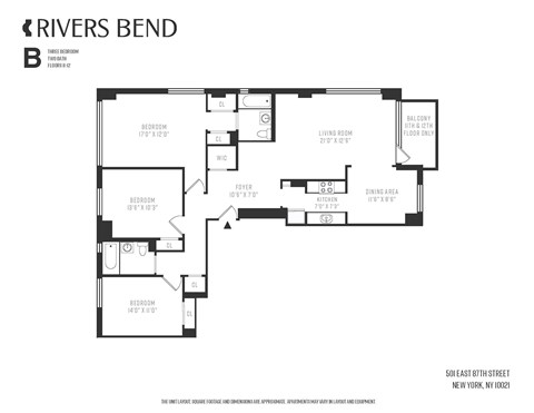 A floor plan of a property named Rivers Bend is displayed.